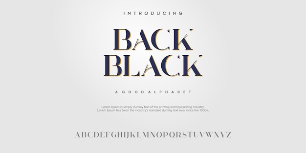 Back Black Abstract Fashion font alphabet Minimal modern urban fonts for logo brand etc