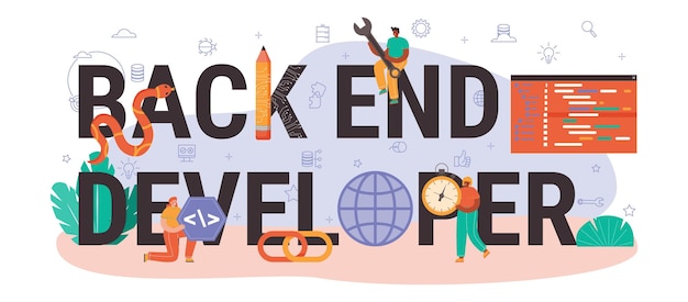 Back end developer typographic header software development