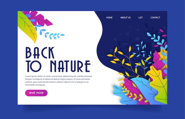 Back To Nature Landing Website Template Colorful