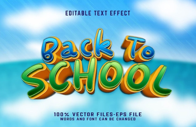 Back to schol 3d text effect premium vectors