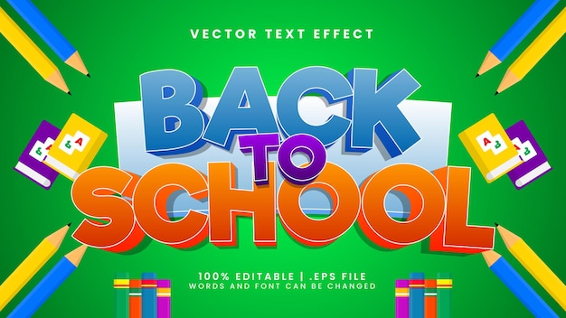 Back to school 3d editable text effect with doodle