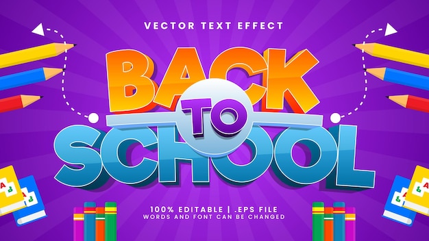 Back to school 3d editable text effect with doodle