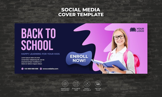 BACK TO SCHOOL ADMISSION SOCIAL MEDIA WEB BANNER FLYER FOR SOCIAL MEDIA FACEBOOK COVER TIMELINE BANN