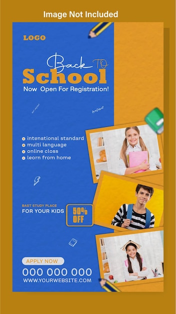 Back to school ads promotional instagram post template design