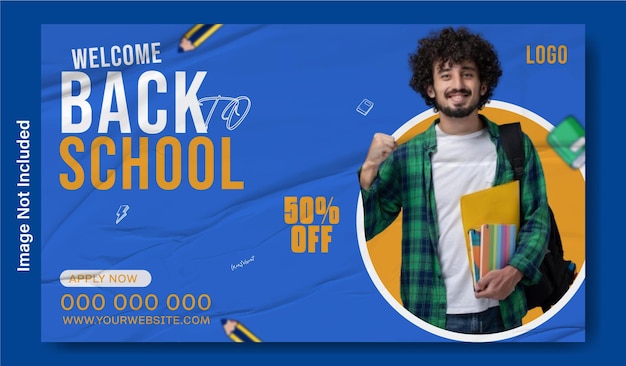 Back to school advertising web banner template design