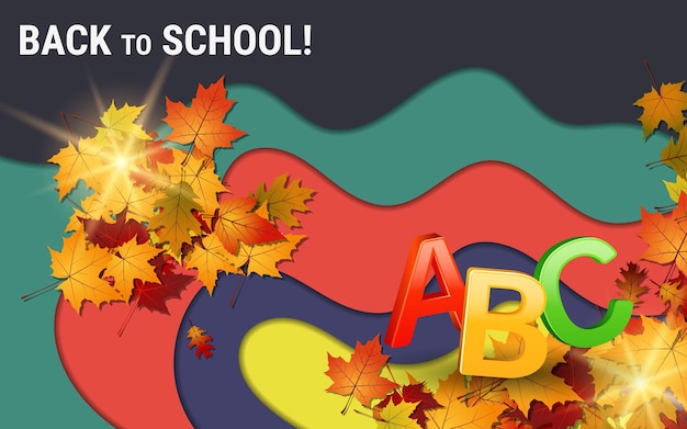 Back to school autumn style 3d layered vector background