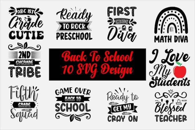 Vector back to school, back to school t-shirt design, back to school svg bundle premium vector