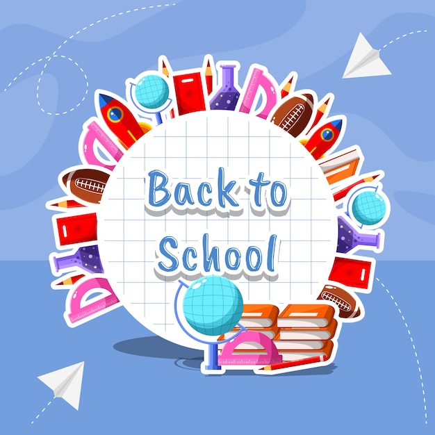 back to school background concept with school supplies illustration