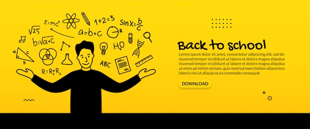 Back to school background, education concept with outline icons