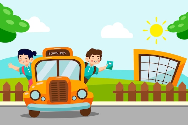 Back to school background with bus