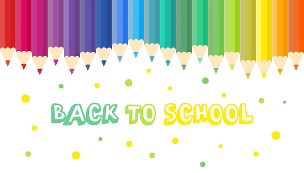 Back to school background with colored pencils concept of drawing and education banner