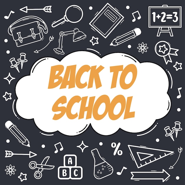 Back to school background with hand drawn doodle elements