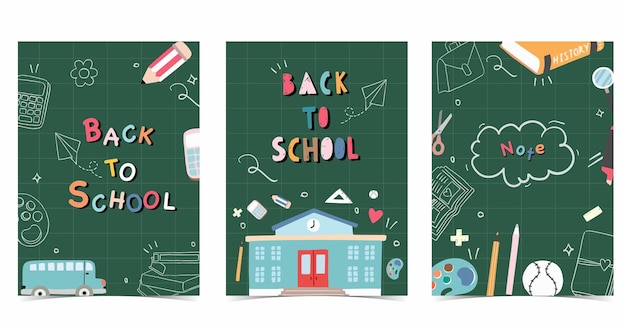 back to school background with stationery for a4 vertical design