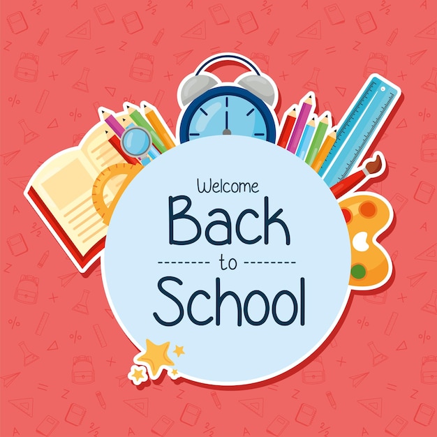 Back to school badge with icons