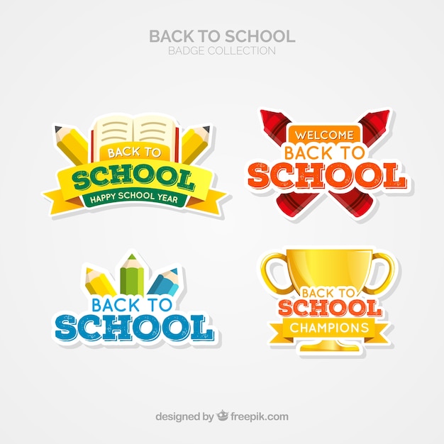 Back to school badges collection with elements