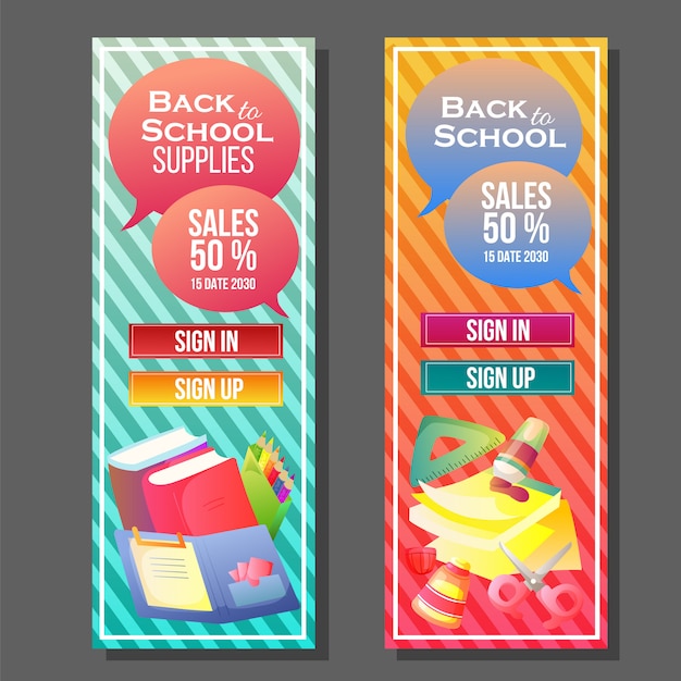 Back to school banner colorful template