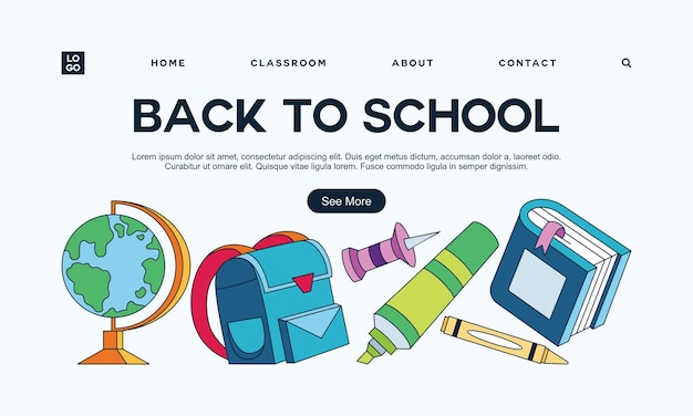 Back to school banner template landing page