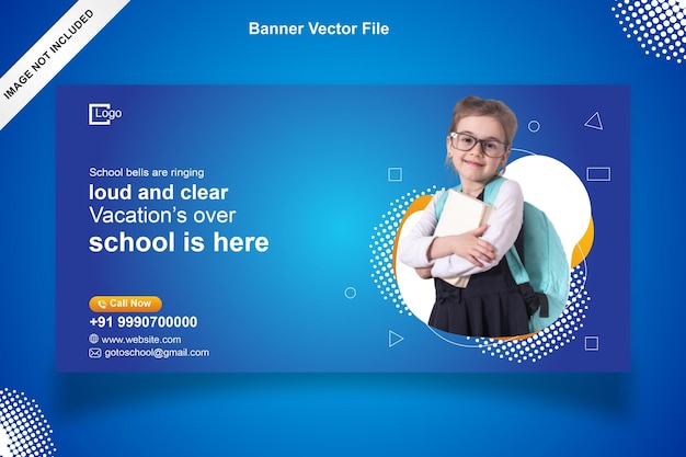 Back to school banner vector with photo