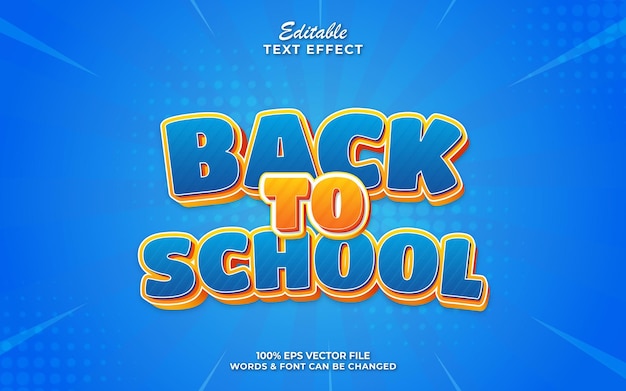 Back to school banner with 3d editable text effect style