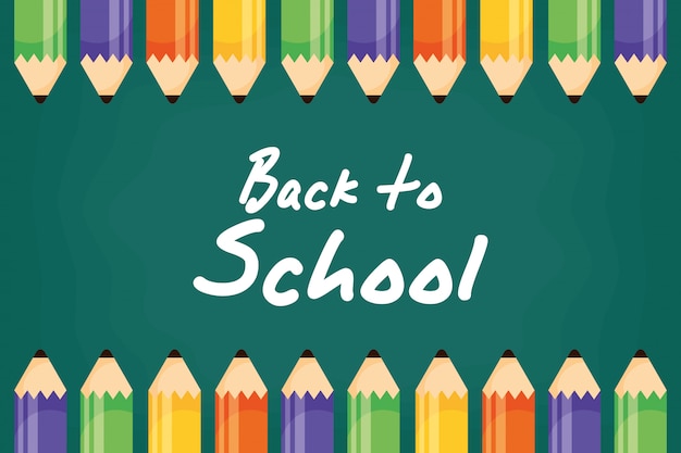 Back to school banner with colors pencils