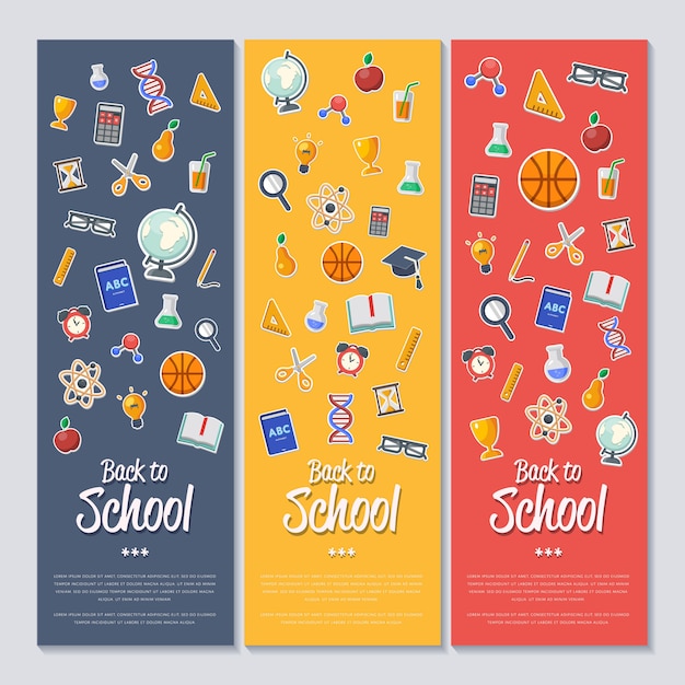 Back to school banner with flat  icons