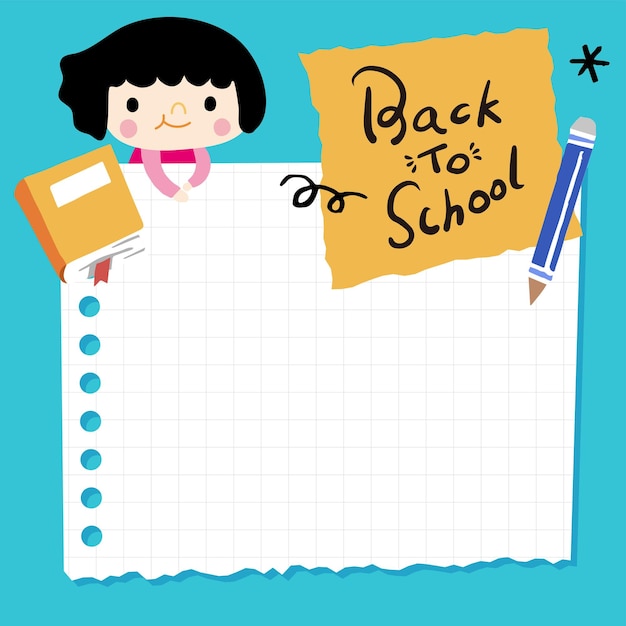 Back to School banner with hand drawn line art icons of education