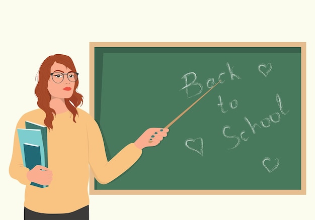 Back to school banner with teacher