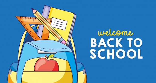 Back to school card banner with cartoons