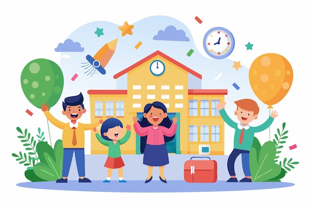 Back to School celebrating a new school year vector illustration