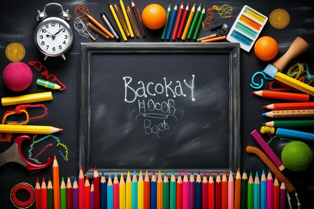 Vector back to school chalk on blackboard background editable text effect