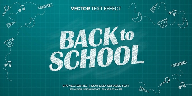 Back to school chalk sketch on board editable text effect