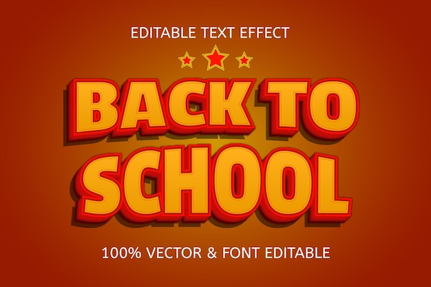 Back to school color orange yellow editable text effect