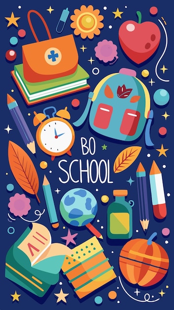 Vector back to school colorful illustration