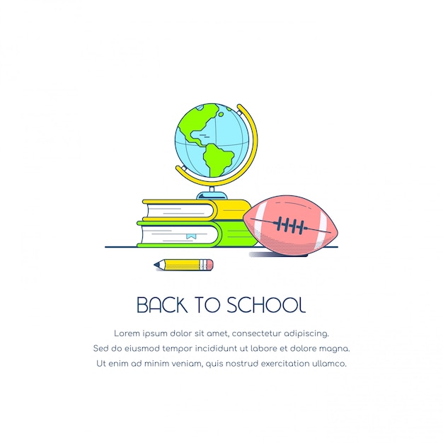 Back to school concept banner. Flat style illustration.