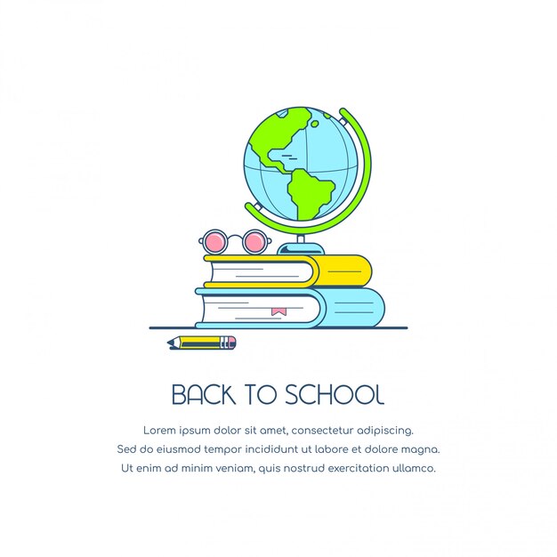 Vector back to school concept banner.  flat style illustration.