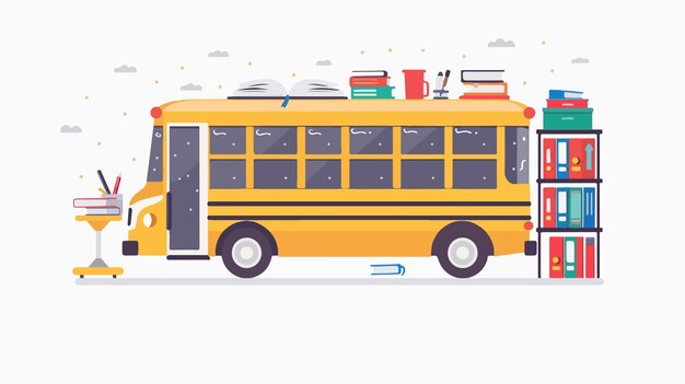 Back to School Concept School Bus Illustration