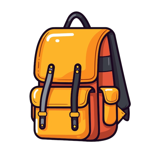 Back to School Cute Flat Design of a Schoolbag Isolated on White