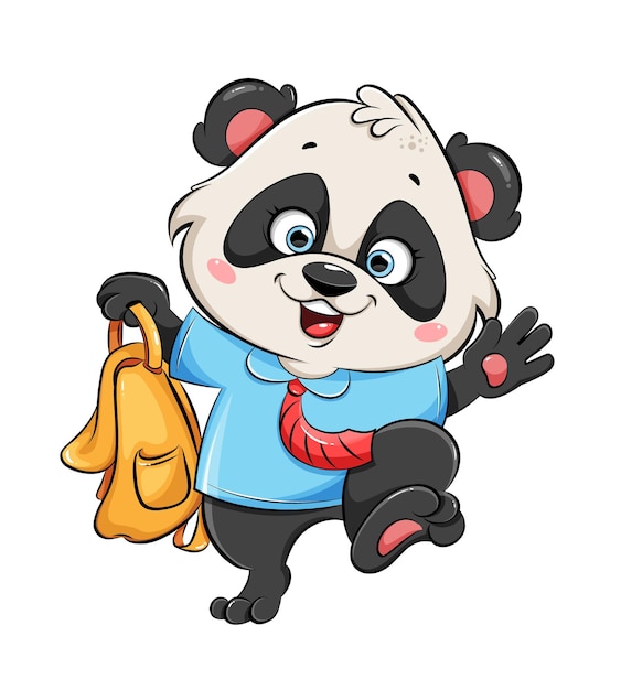 Back to school Cute Panda going to school