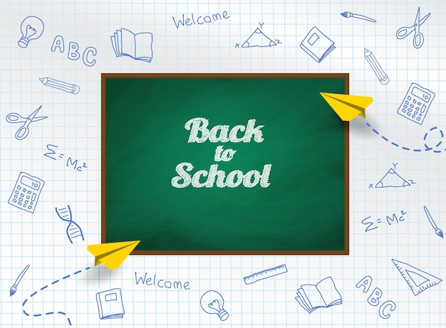 Back to school design with hand drawn on notebook paper light and shadows Vector