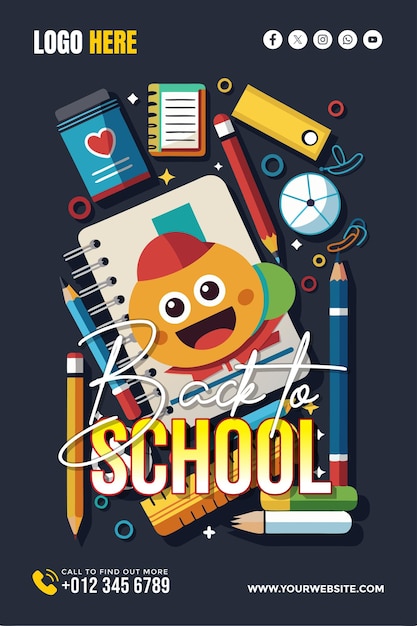 Vector back to school designs background for banner wallpaper copy space poster and flyer