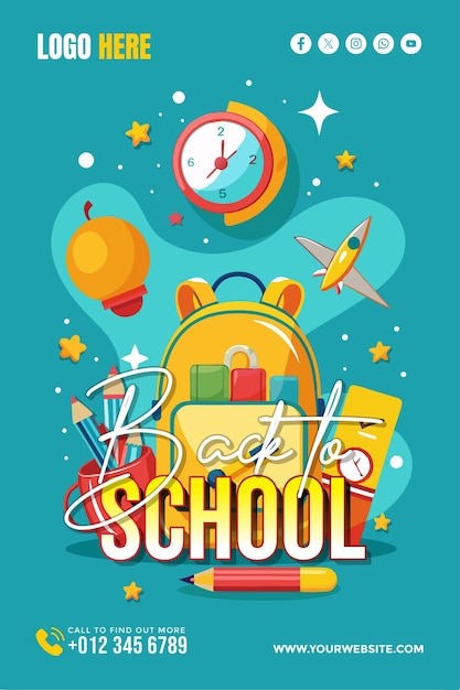 Vector back to school designs background for banner wallpaper copy space poster and flyer