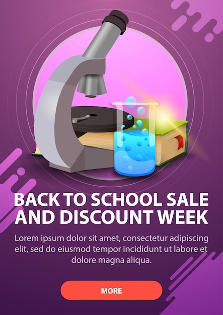 Back to school and discount week, vertical discount banner in dark shades for your website