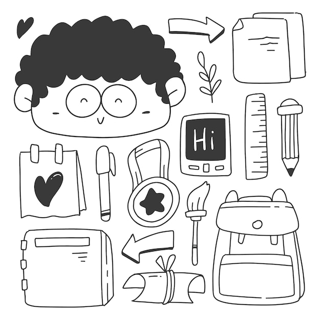 Back to school doodle cartoon illustration design