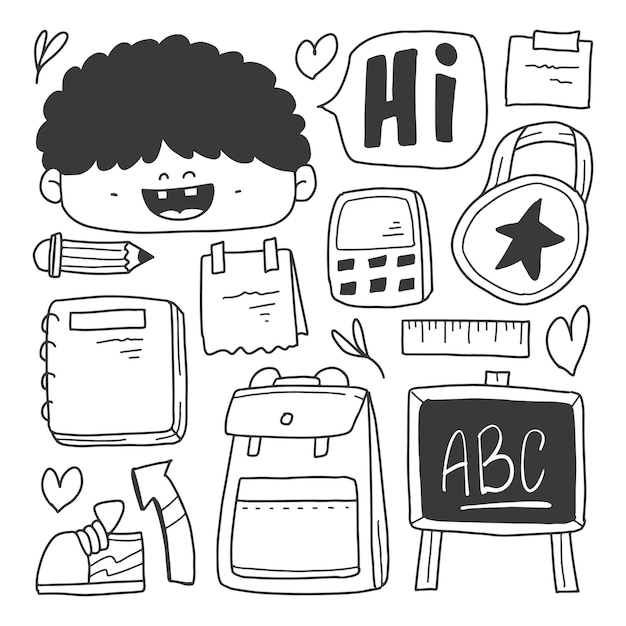 Back to school doodle cartoon illustration design