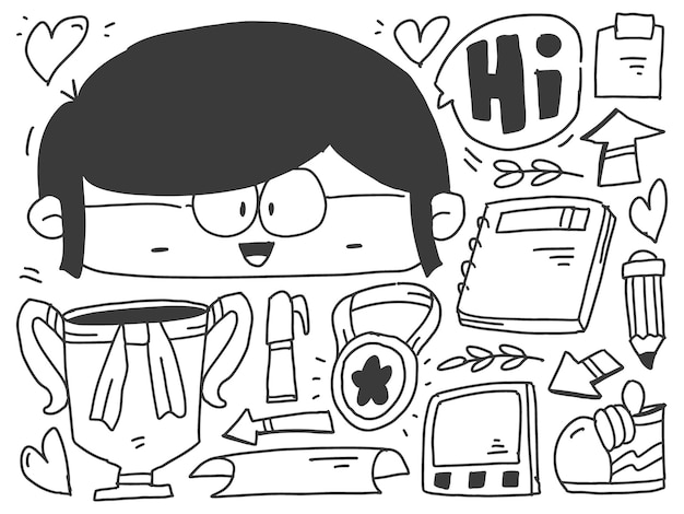 back to school doodle cartoon kawaii design