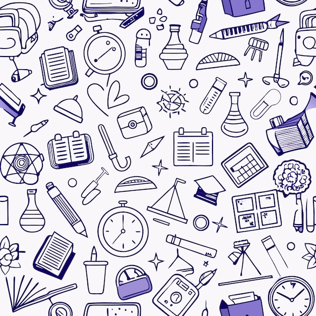 back to school doodle pattern