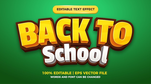 Back to school editable text effect for cartoon comic game title style template