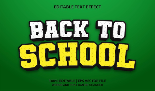 Back To School Editable Text Effect Style Vector