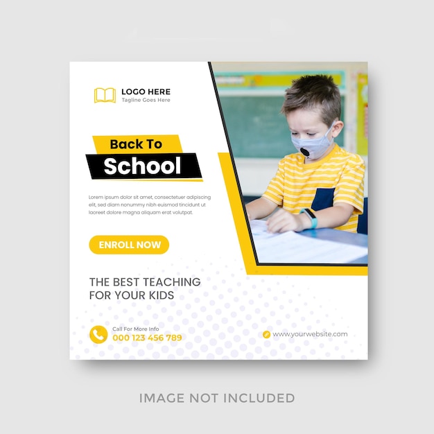 Back to school education admission or educational social media post design