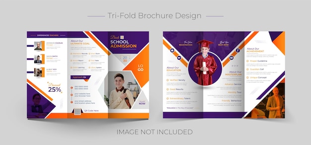 Back to school education admission trifold brochure template design